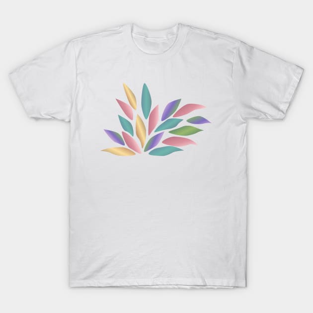 Colorful fan shaped leaves T-Shirt by ikshvaku